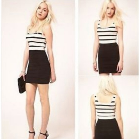 Mango Dresses & Skirts - Mango Black and Cream striped dress